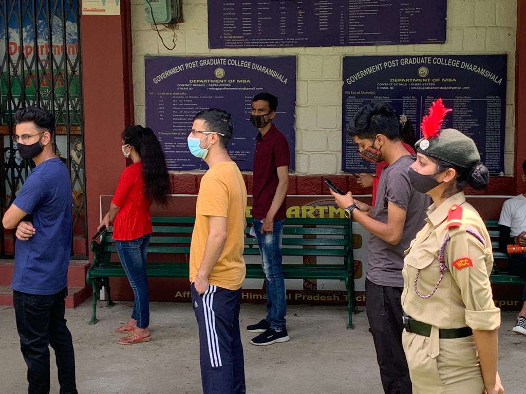 NCC cadets On duty during vaccination in PGC Dharamshala on 29.6.21